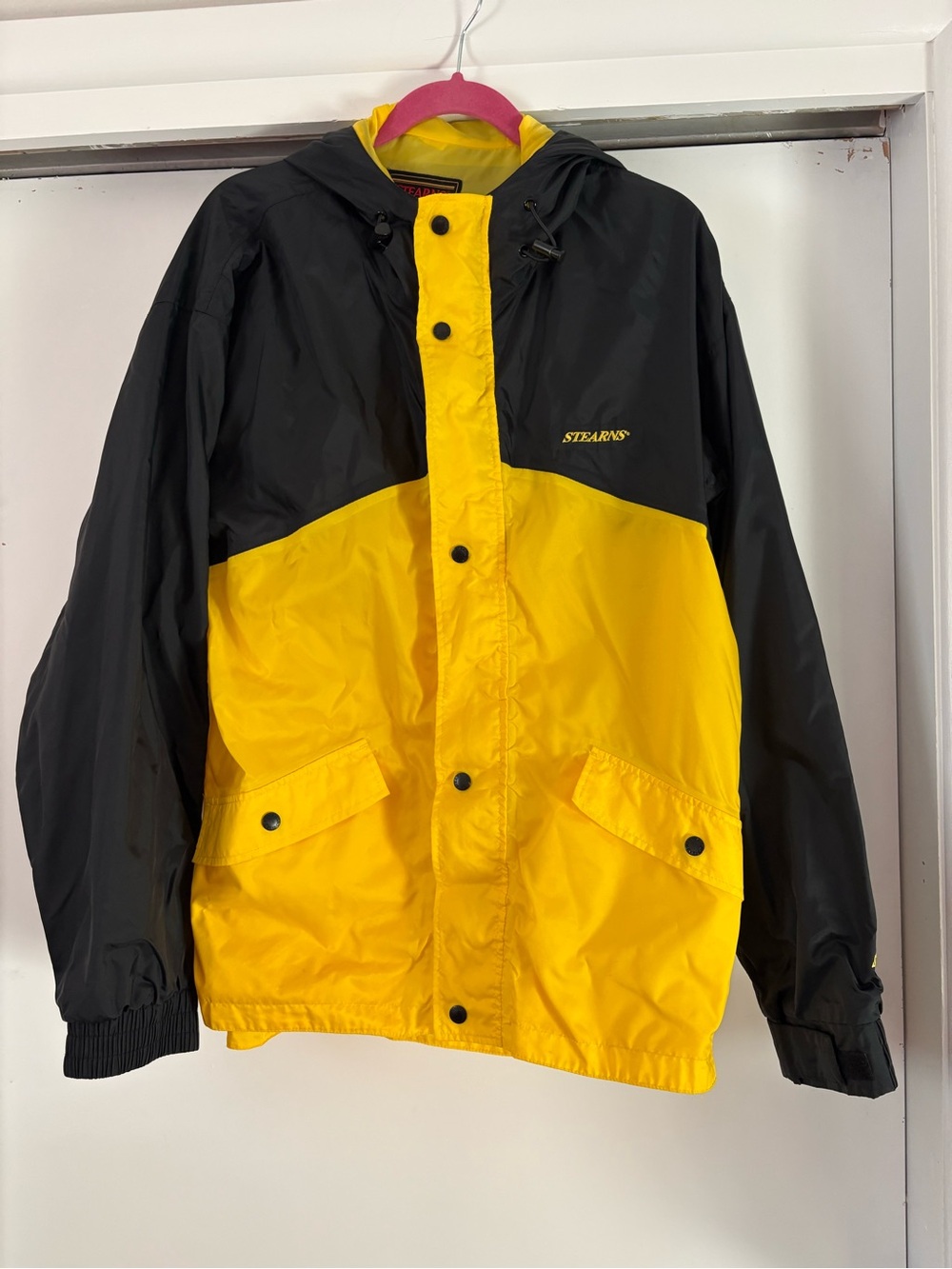 Stearns Men's Black & Yellow Hooded Rain Jacket